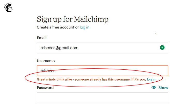 Mailchimp Microcopy Example